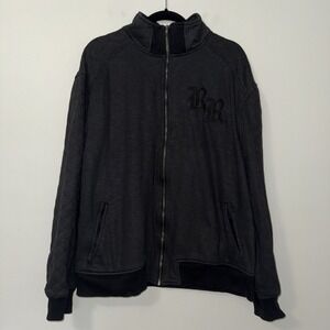 Rock Revival Men's Black Quilted Sleeve Embroidered Full Zip Jacket XXL READ